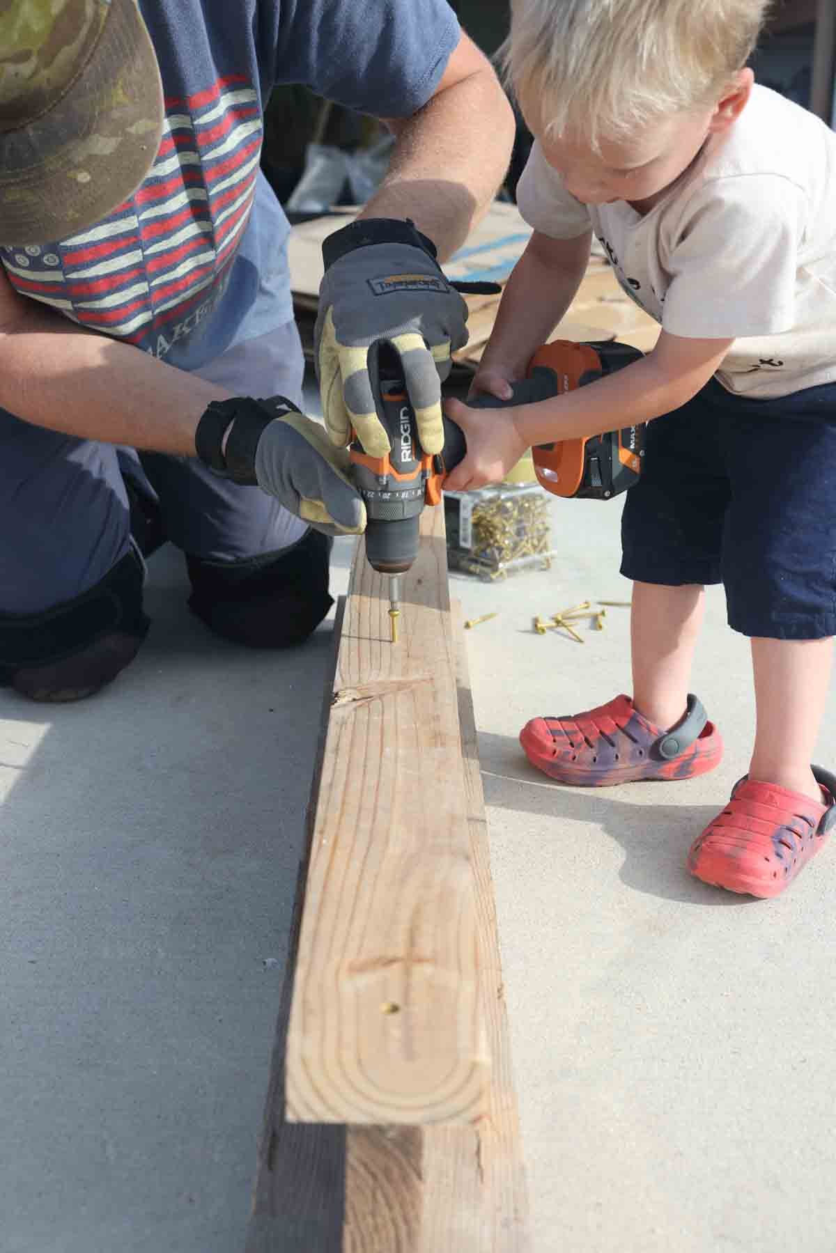 Screwing the i-beam into place