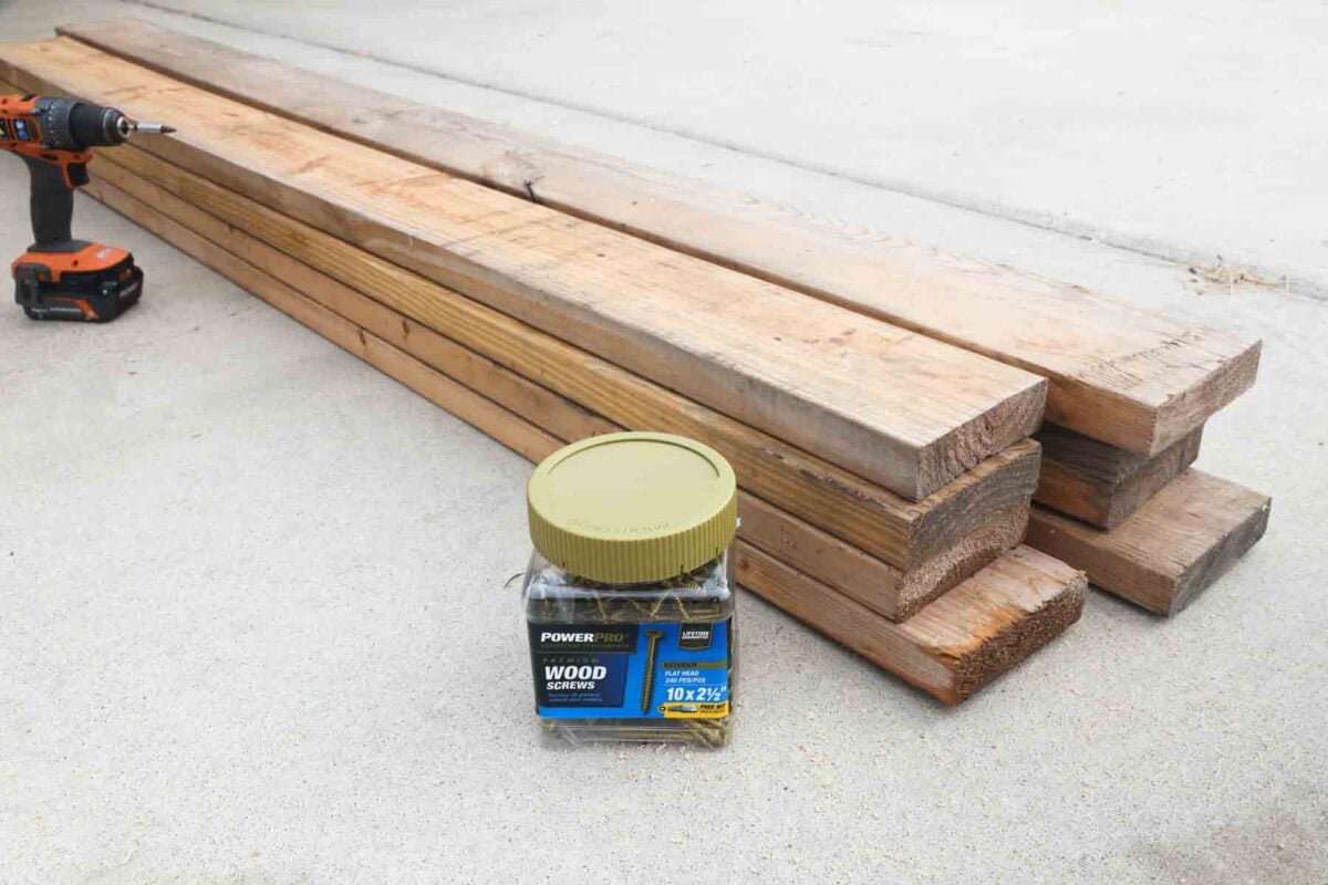 materials needed for this project, wood, drill, and screws