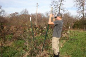 crux pounding t posts into the ground