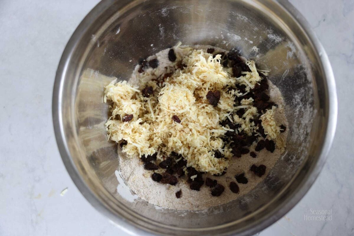 Dry pancake ingredients with the parsnip flavor mix in ingredients.