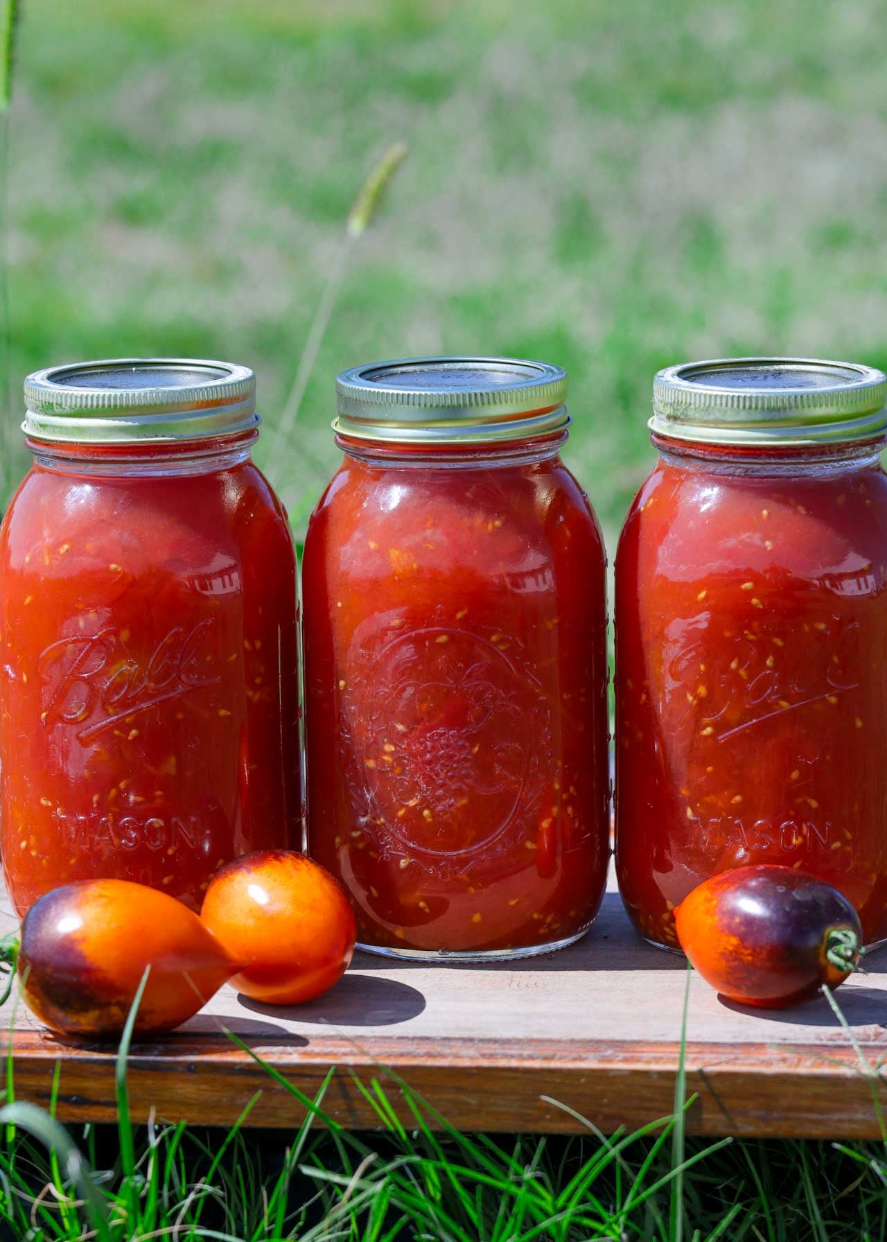 jars of diced tomatoes after canning.
